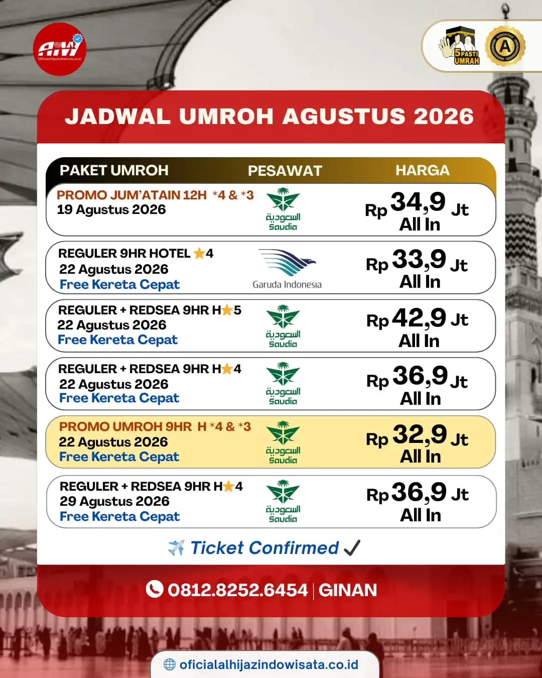 paket umroh agustus 2026 alhijaz terlengkap