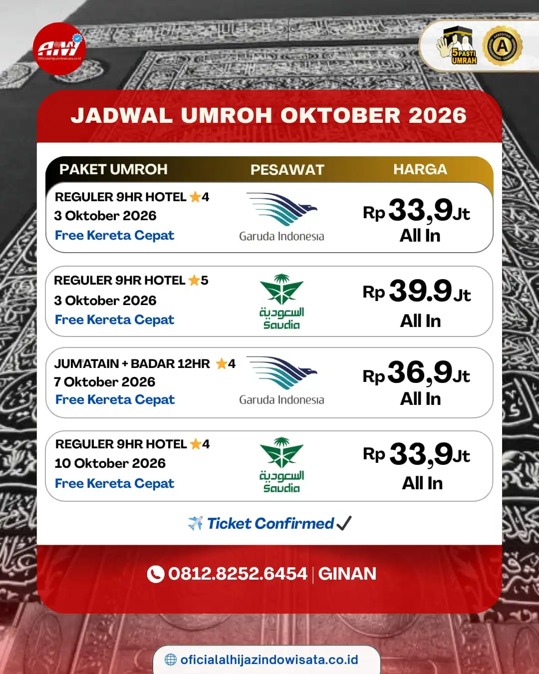 paket umroh oktober 2026 alhijaz
