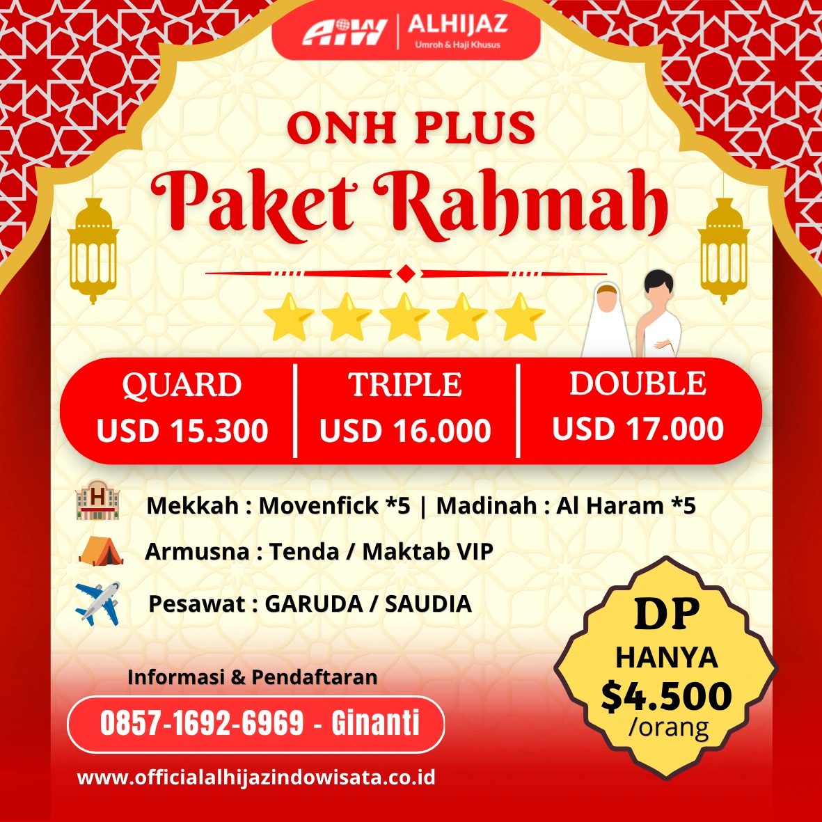 Paket Haji Plus / Khusus 2026 Bintang Lima